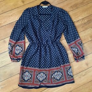 Honey Belle wrap dress, Size Large, Navy